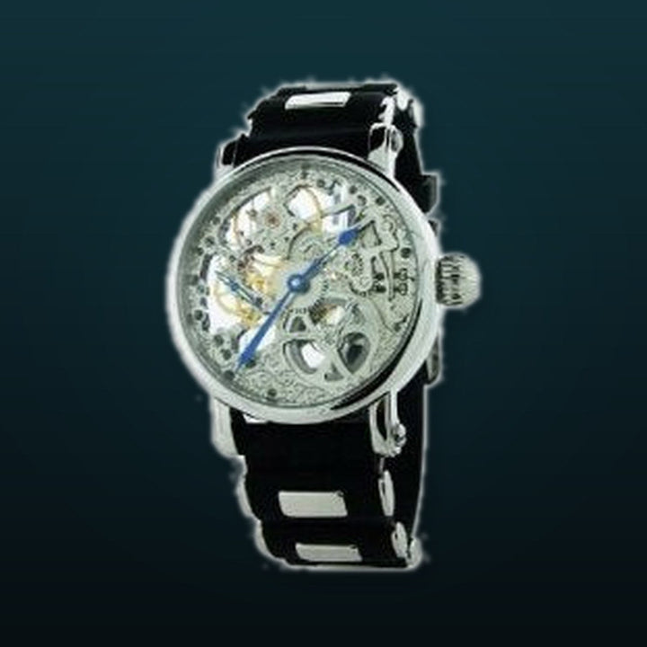 Skeleton Series black steel/silver Silver Dial