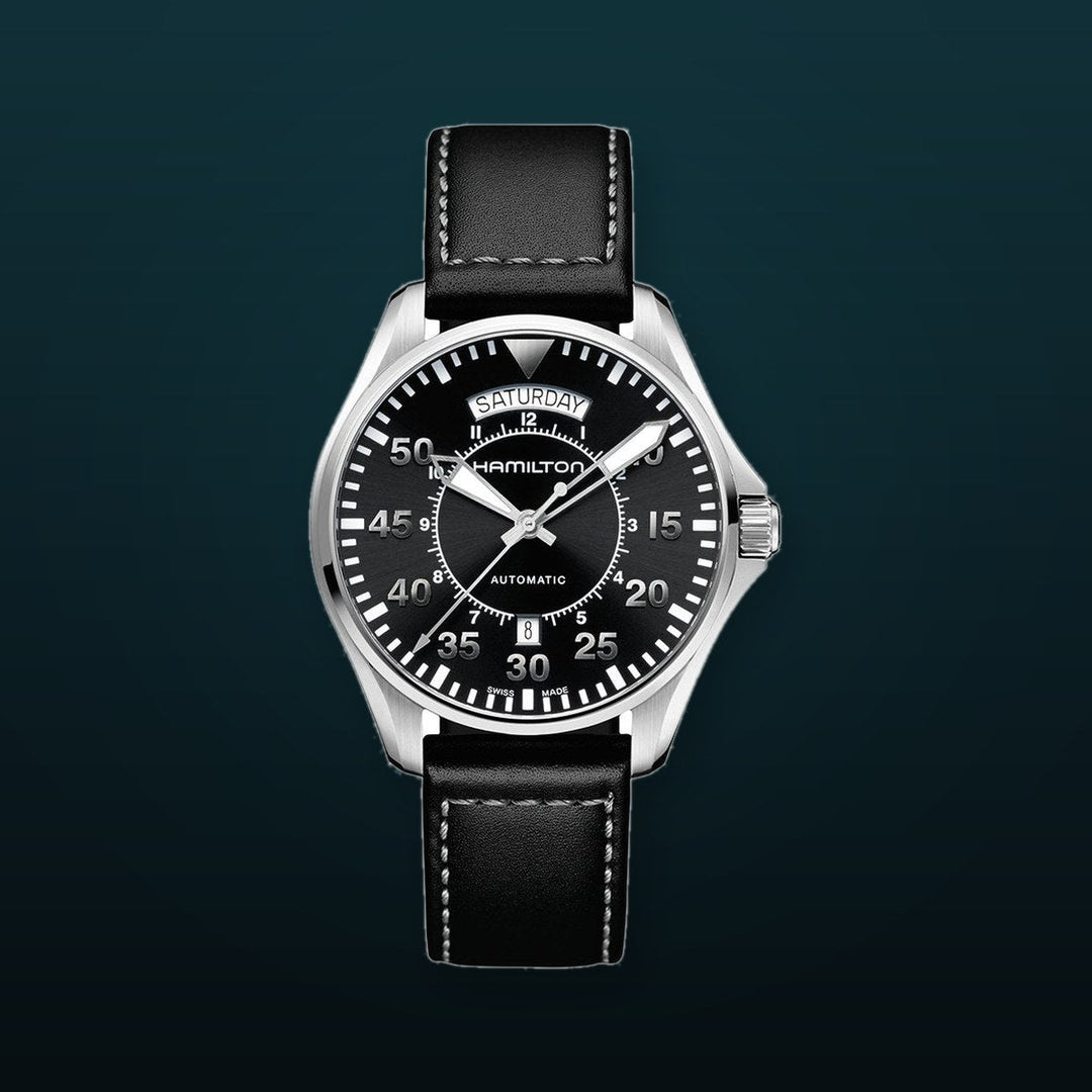 Khaki Aviation Pilot Day Date Auto Black / Leather