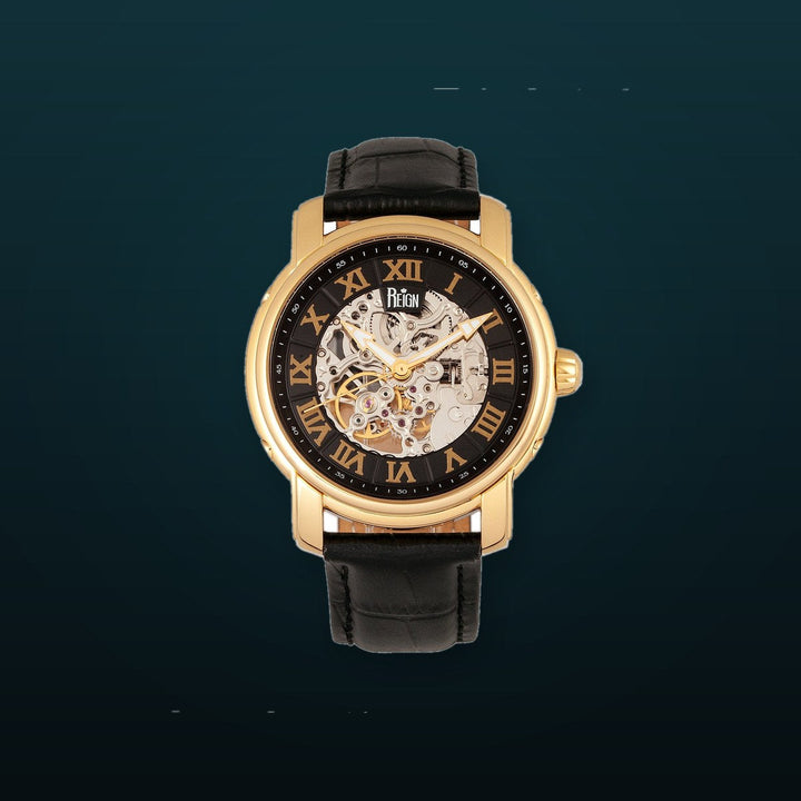 Kahn Skeleton Watch Gold/Black | Black Dial