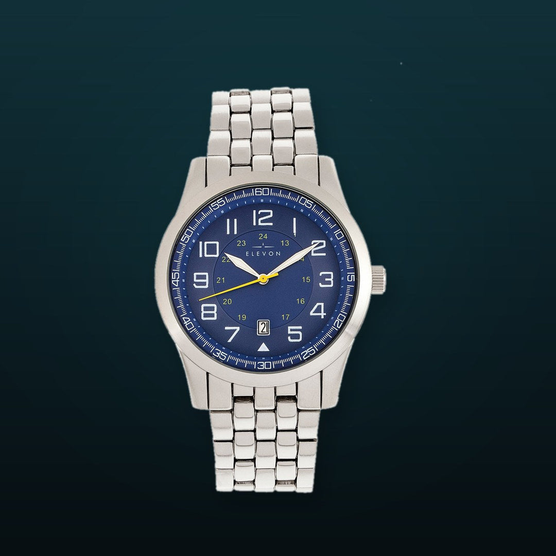 Garrison Bracelet Watch w/Date Silver/Blue | Blue Dial