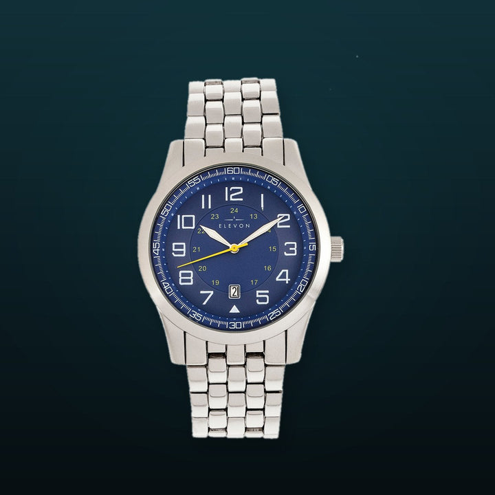 Garrison Bracelet Watch w/Date Silver/Blue | Blue Dial