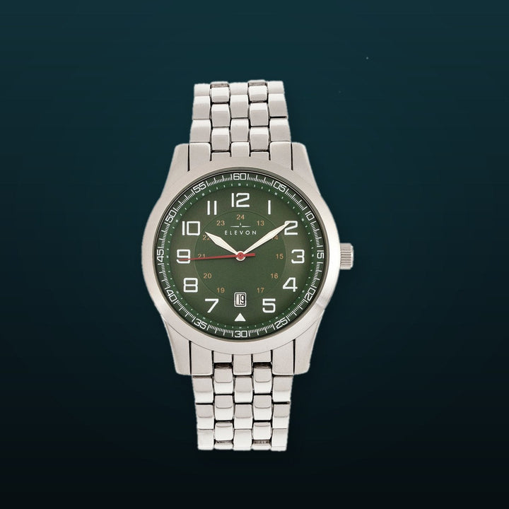 Garrison Bracelet Watch w/Date Silver/Green | Green Dial