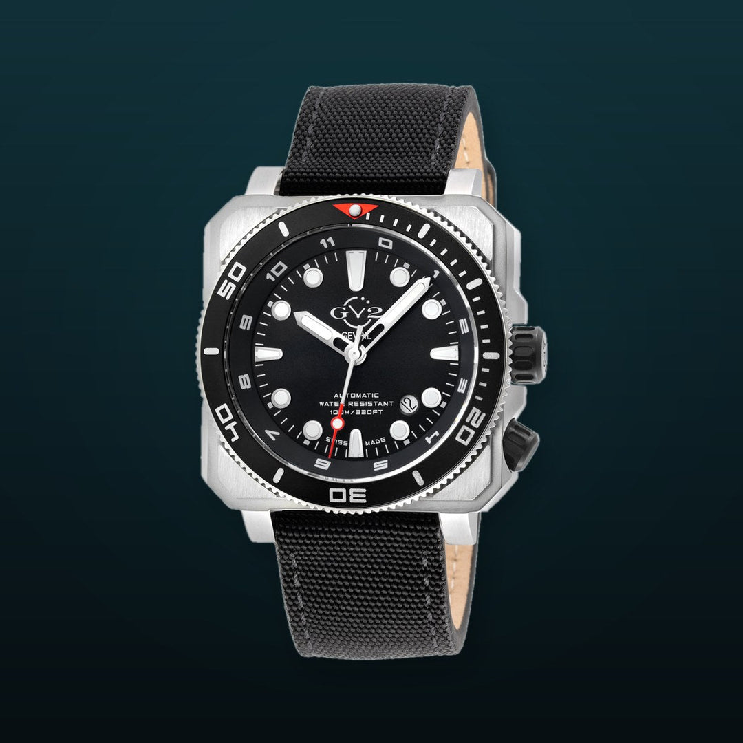 XO small Swiss Made SW200  inner and outer rotating bezel, metal band  Black silver | Black Dial