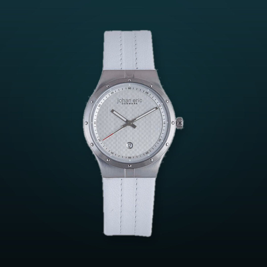 Skive Silver, White Calfskin Leather | Silver Dial