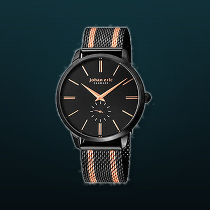 Kolding Black, Black two tone mesh  IP rose | Black Dial