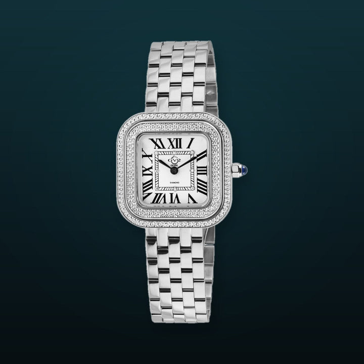 Bellagio GV2 Women's Diamond Swiss Quartz Watch, Silver/White dial 8 Diamonds, Bracelet White Dial