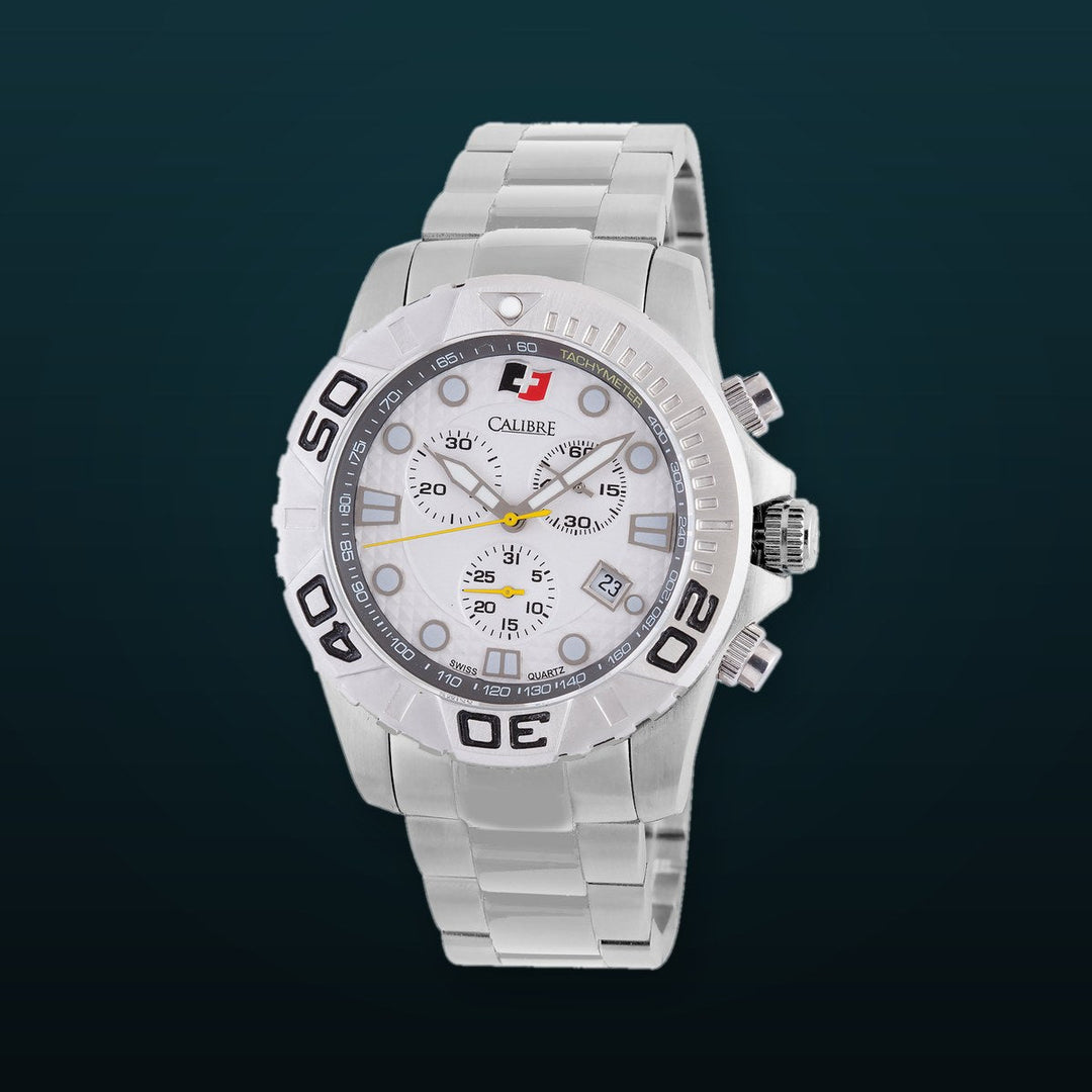 Akron White-steel Chronograph | White Dial