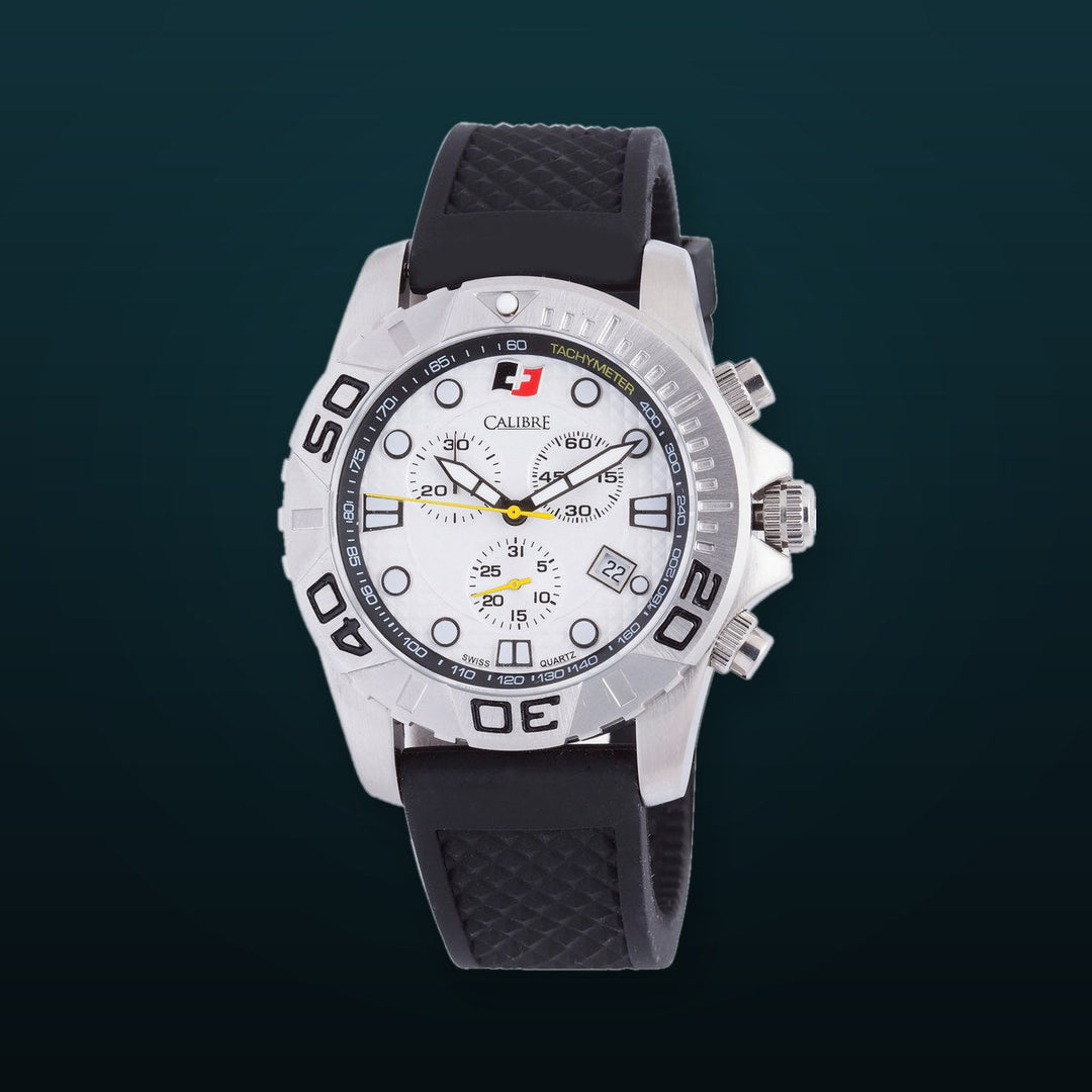 Akron White-Black Chronograph | White Dial