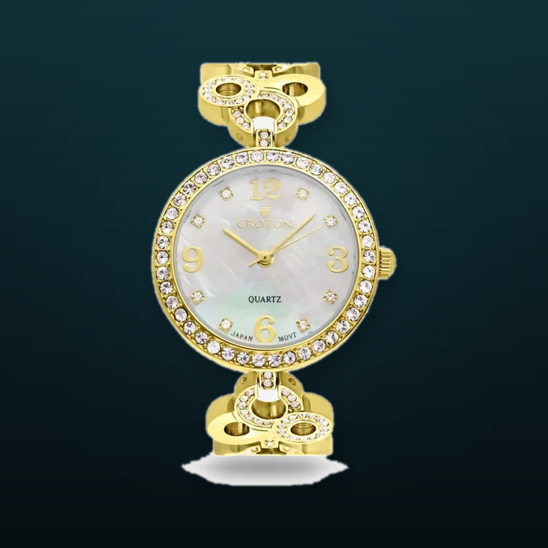 Tramonta Ladies Mother of Pearl Dial Watch with Crystal Bezel & Bracelet