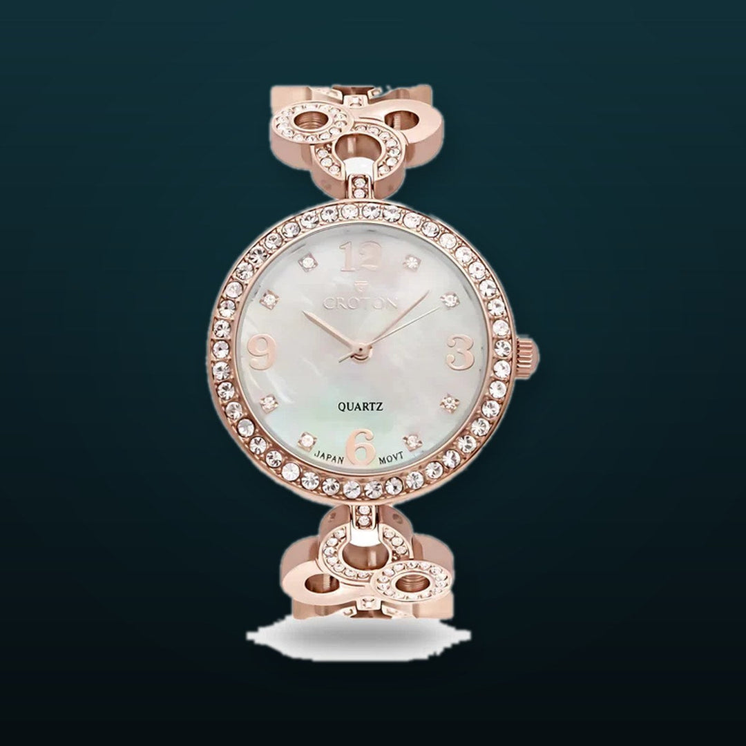 Tramonta Ladies Mother of Pearl Dial Watch with Crystal Bezel & Bracelet