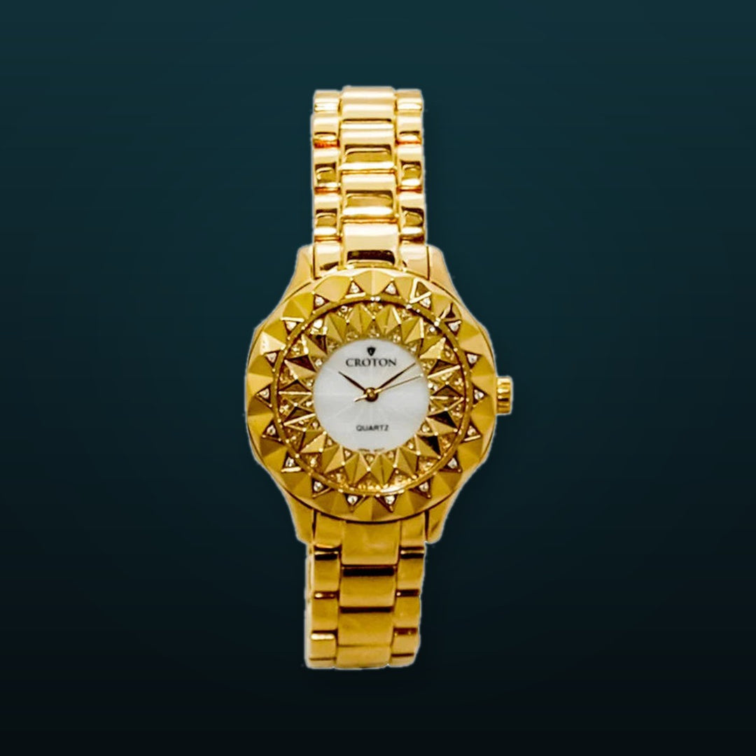 Croton Women's Quartz Crystal Accented Beveled Bracelet Watch