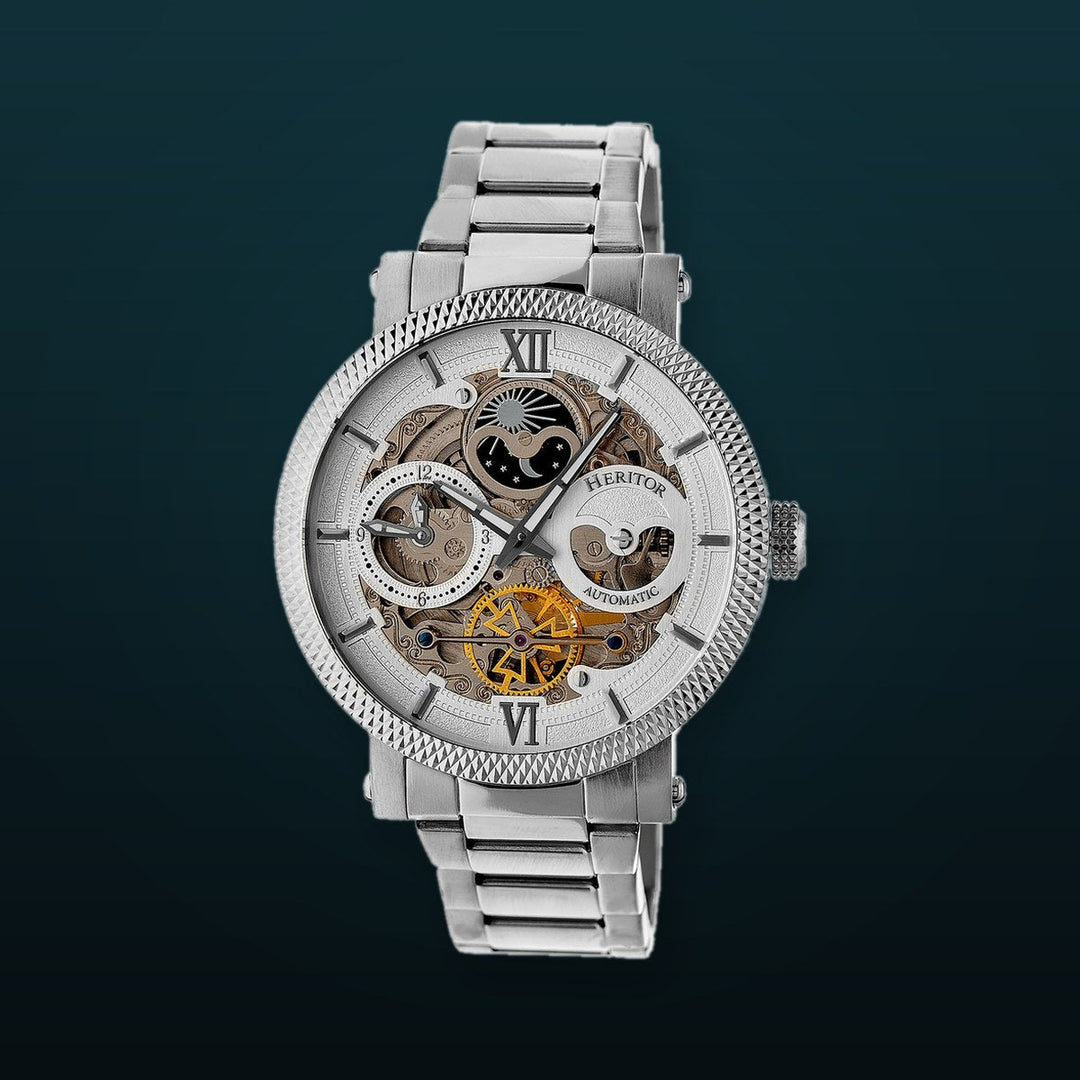Automatic Aries Skeleton Bracelet Watch Silver/White | Silver Dial