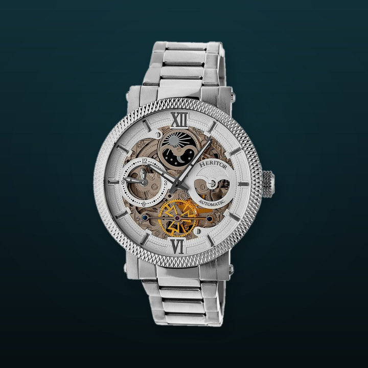 Automatic Aries Skeleton Bracelet Watch Silver/White | Silver Dial