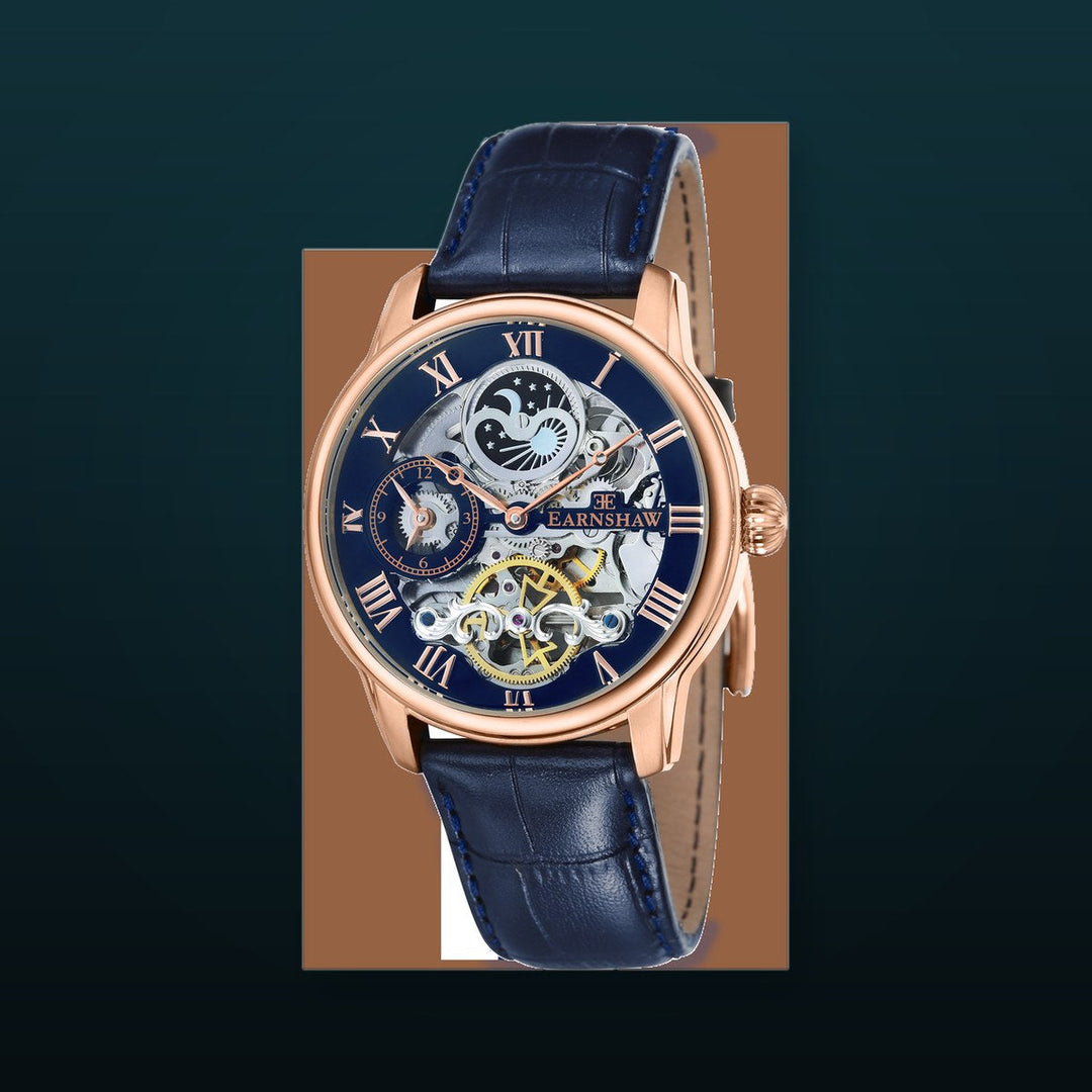 Thomas Earnshaw Longitude Automatic Skeleton Blue / Leather | Blue Dial