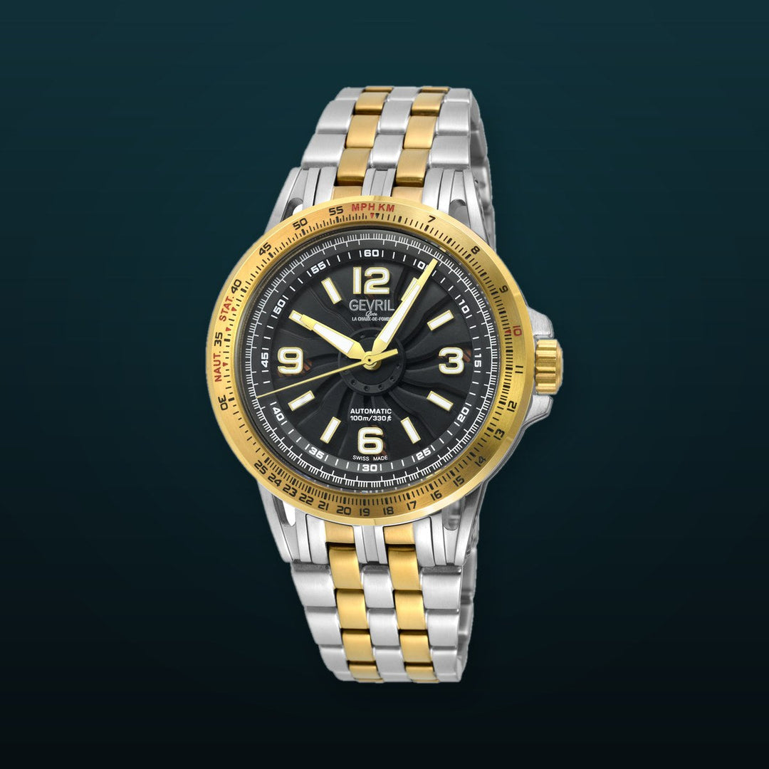 Wind Master Automatic Gevril Men's Automatic Wind Master Black Dial IPYG Stainless Steel Bracelet | Black Dial