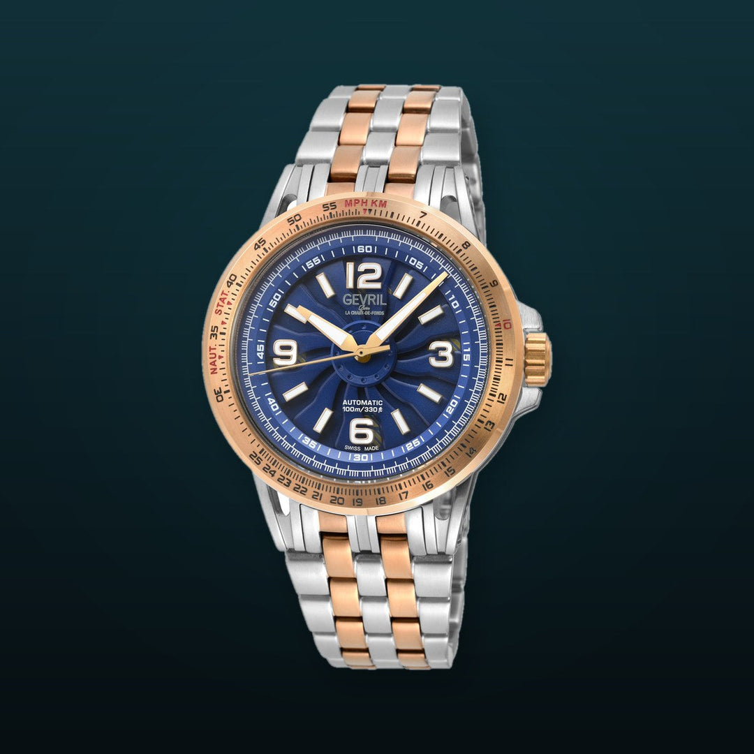 Wind Master Automatic Gevril Men's Automatic Wind Master Blue Dial IPRG Stainless Steel Bracelet | Blue Dial