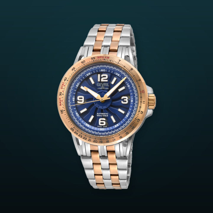 Wind Master Automatic Gevril Men's Automatic Wind Master Blue Dial IPRG Stainless Steel Bracelet | Blue Dial