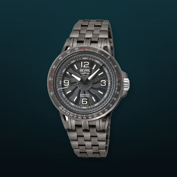 Wind Master Automatic Gevril Men's Automatic Wind Master Gray Dial IP/GUN Stainless Steel Bracelet | Gray Dial
