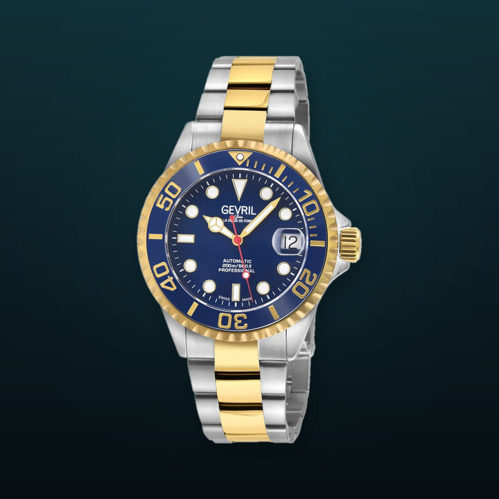 Wall Street Gevril Swiss Made SW200 Steel Rotating Bezel, 316L case, Black Dial | Blue Dial