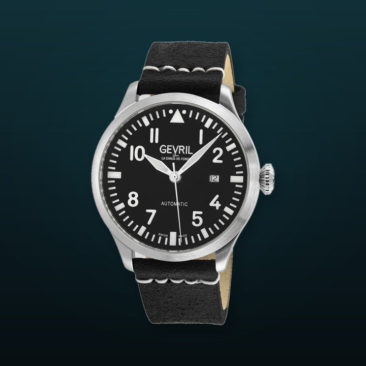 Vaughn Gevril Sellita SW200 Pilot Watch Black
