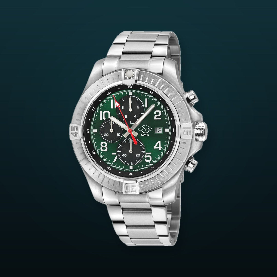 T38 GV2 Swiss Quartz Chronograph, 316L Case, Green Enamel Dial, 316L Bracelet | Green Dial