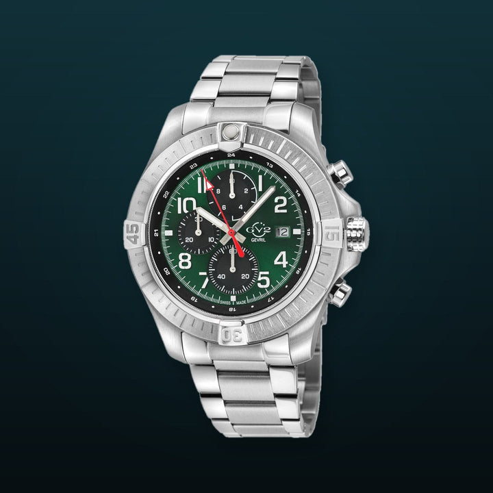 T38 GV2 Swiss Quartz Chronograph, 316L Case, Green Enamel Dial, 316L Bracelet | Green Dial