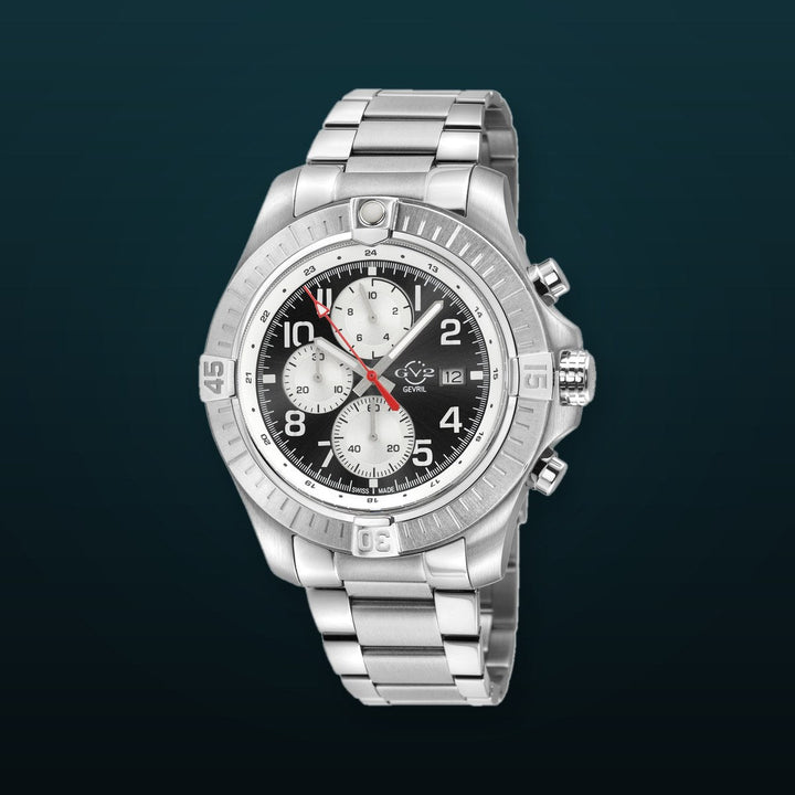 T38 GV2 Swiss Quartz Chronograph, 316L Case, Black Enamel Dial, 316L Bracelet | Black Enamel Dial