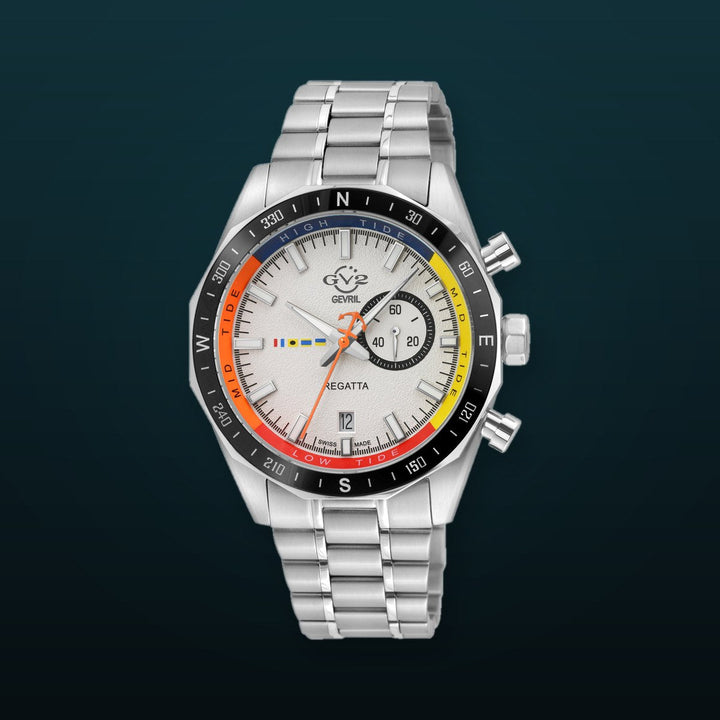 Regatta GV2 Swiss Quartz, Tide cycle indicator, White dial, 316L Stainless Steel Bracelet | White Dial
