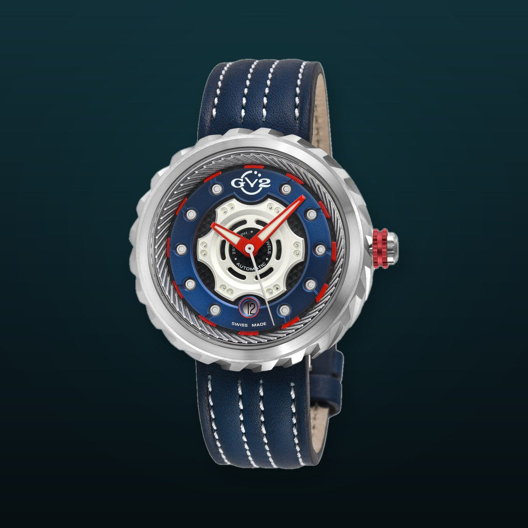 Motorcycle - Sport GV2 Swiss Made Automatic, Blue Dial with multi-layers represents a motorcycle disc braking system | Blue Dial