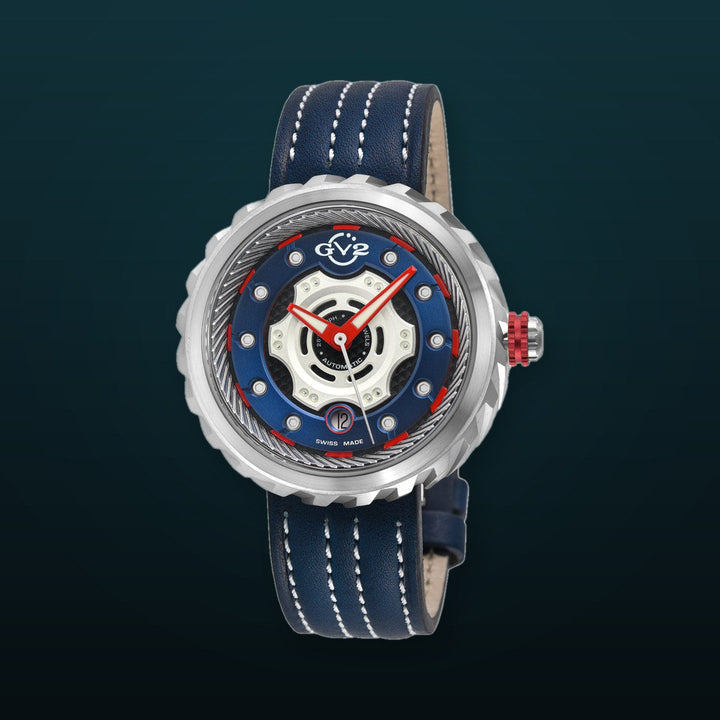 Motorcycle - Sport GV2 Swiss Made Automatic, Blue Dial with multi-layers represents a motorcycle disc braking system | Blue Dial