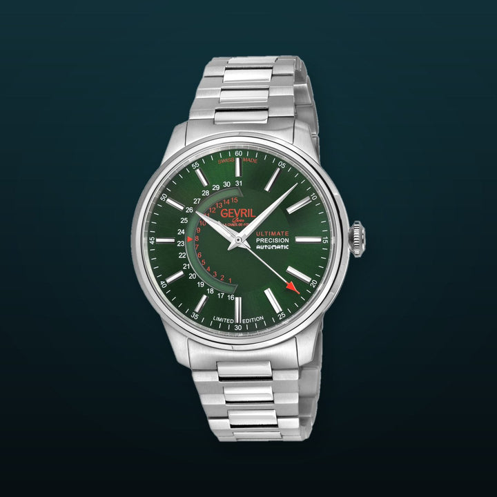Guggenheim Sellita SW 220 Custom date wheel, SS case, Green dial, SS Bracelet | Green Dial
