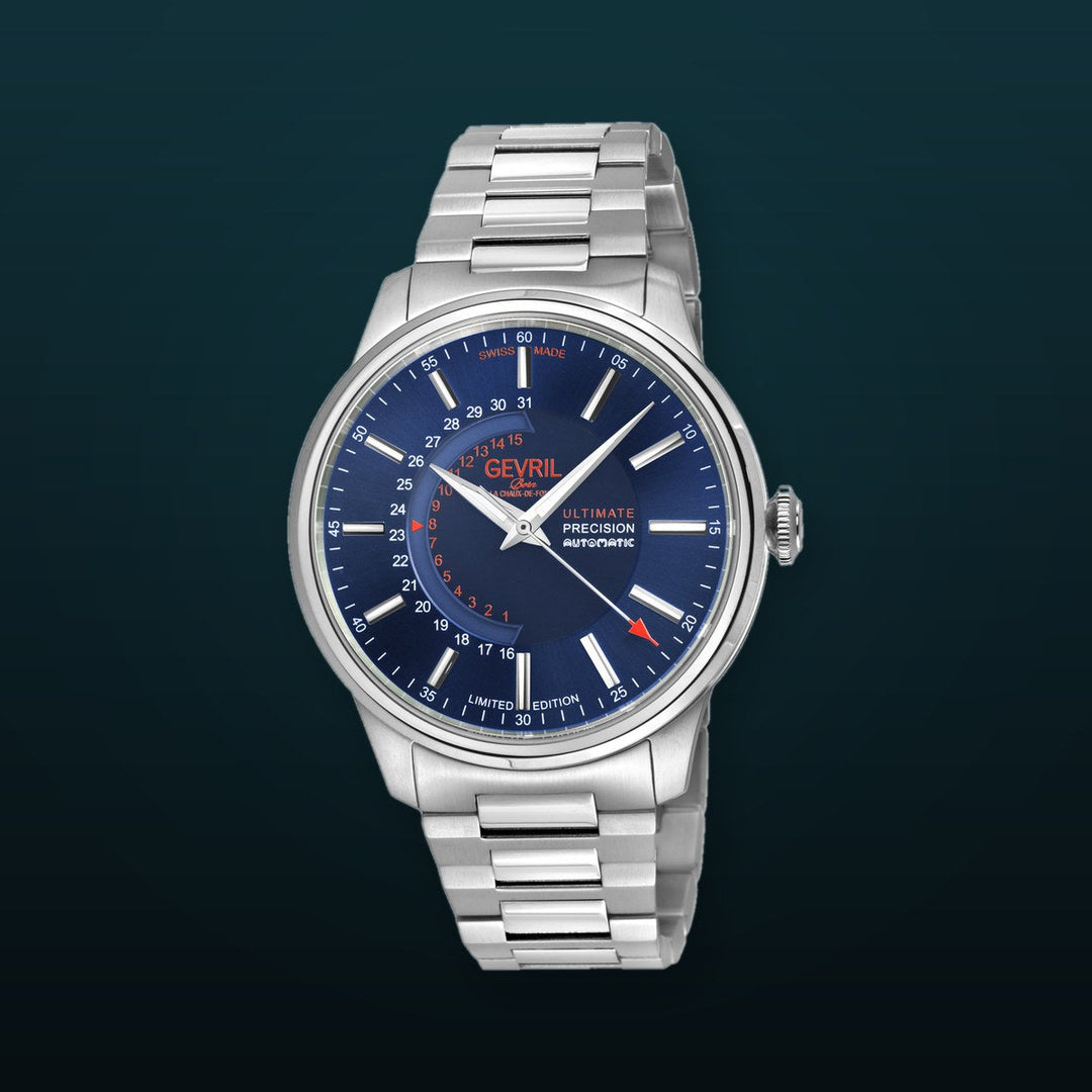 Guggenheim Sellita SW 220custom date wheel, SS case, Blue dial, SS Bracelet | Blue Dial