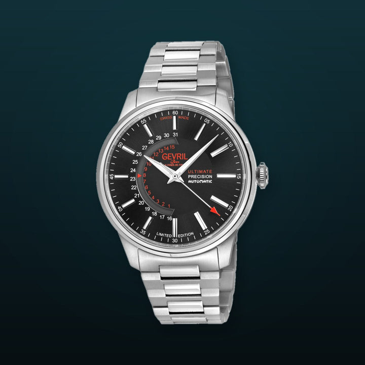 Guggenheim Sellita SW 220 Custom date wheel, SS case, Black dial, SS Bracelet | Black Dial