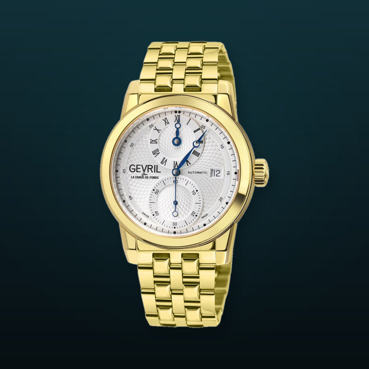 Gramercy Swiss made Automatic Sellita SW266, Gold Case, White Dial, Subdials | White Dial