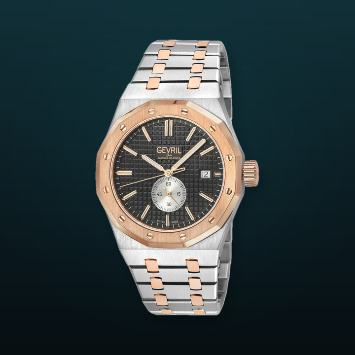 Gotham Swiss Automatic Movement, Black Embossed Dial, Silver Counter  316L SS Bracelet Black Dial