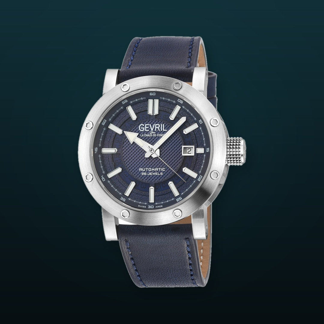 Flat Iron Swiss Made Automatic, 42mm Stainless Steel, Blue Dial, Blue Italian Leather Strap | Blue Dial