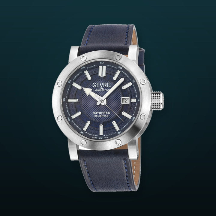 Flat Iron Swiss Made Automatic, 42mm Stainless Steel, Blue Dial, Blue Italian Leather Strap | Blue Dial
