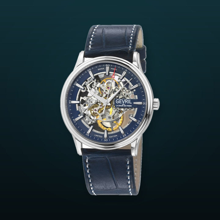 Five Points - Skeleton Slim ETA 2892 movement, Blue Skeletal Dial, Blue Italian Leather Strap | Blue Dial