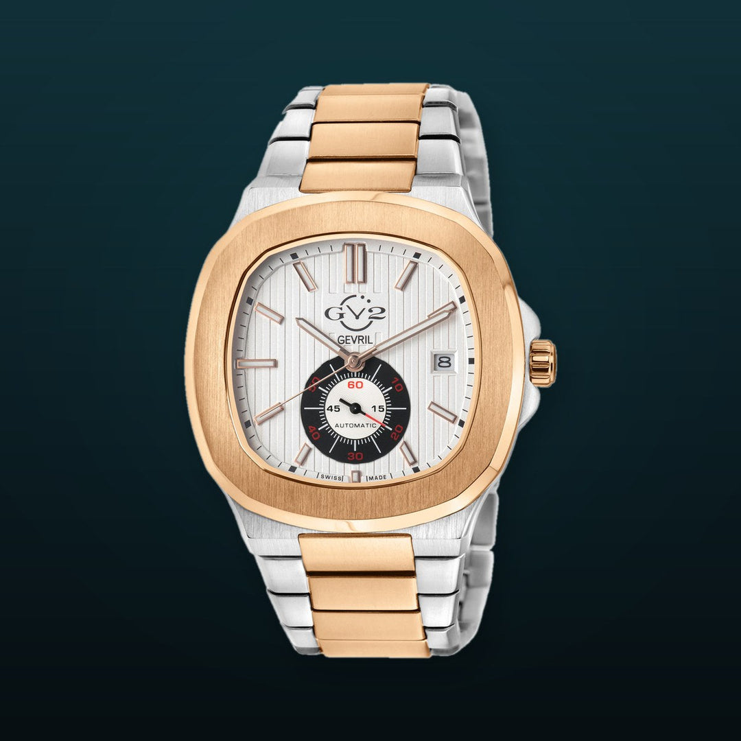 Potente Silver/White, Two toned IPRG band, Swiss Automatic Dress Watch | White Dial