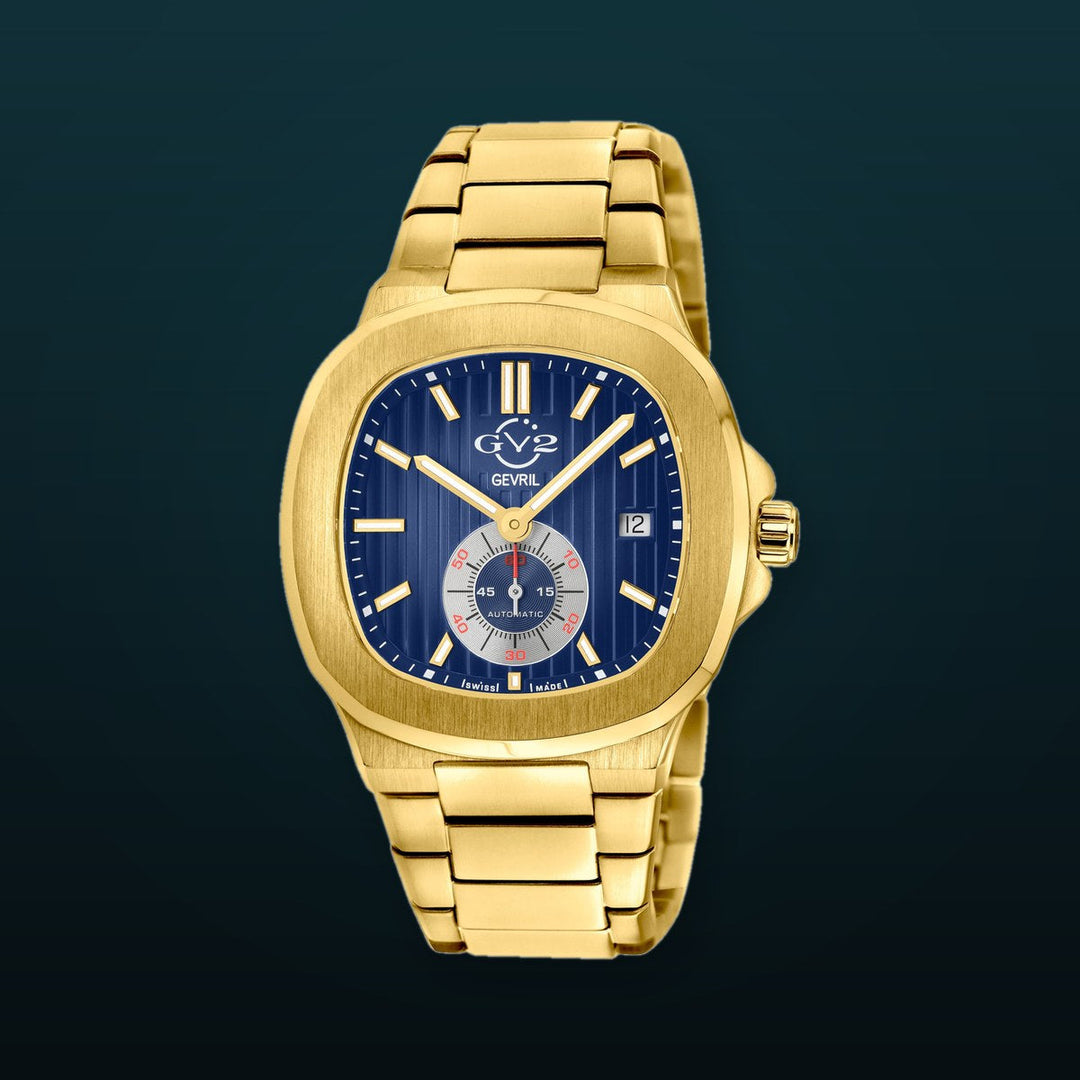 Potente IP Gold/Blue Dial,IP Gold band, Swiss Automatic Dress Watch | Blue Dial