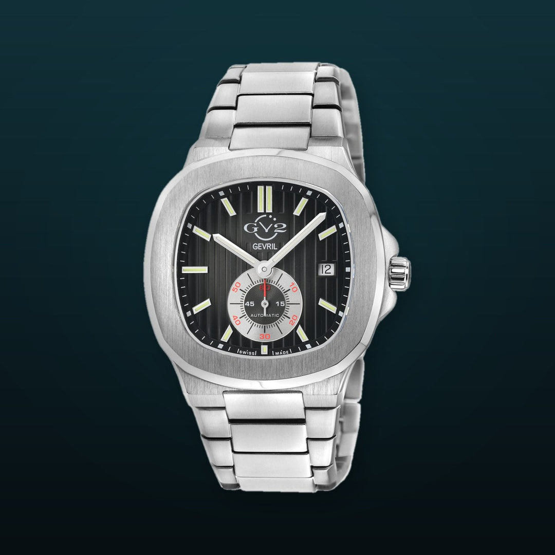 Potente Silver/Black, Silver band, Swiss Automatic Dress Watch | Black Dial