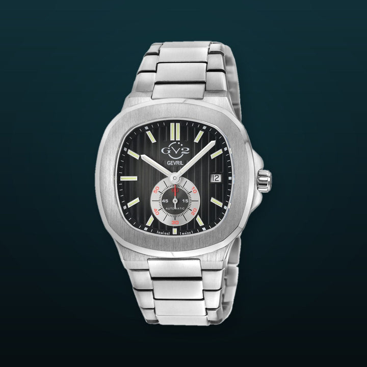 Potente Silver/Black, Silver band, Swiss Automatic Dress Watch | Black Dial