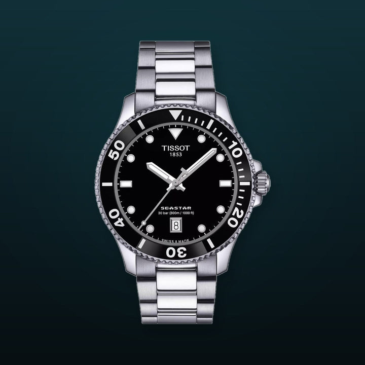 SEASTAR 1000 Black / Stainless Steel Black Dial