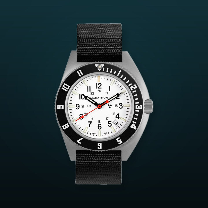 NAV, DATE, QUARTZ, SAPH, ARCTIC NGM, COL: SS//BKBK NYLON 12" Arctic SSNAV-D on 12 Ballistic | Arctic Dial