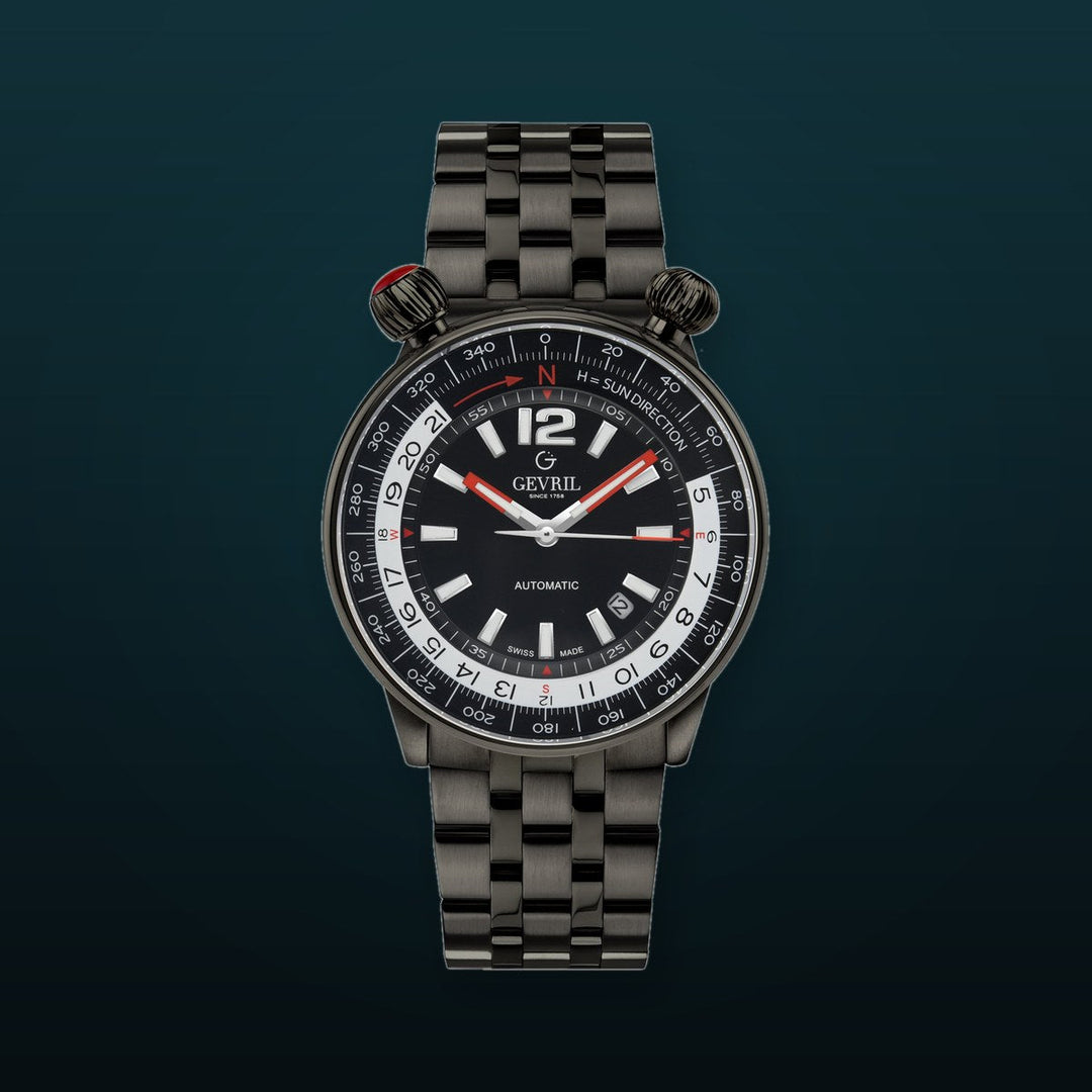 Wallabout Gevrill Wallabout Swiss Automatic Solar Compass Watch | Black Dial
