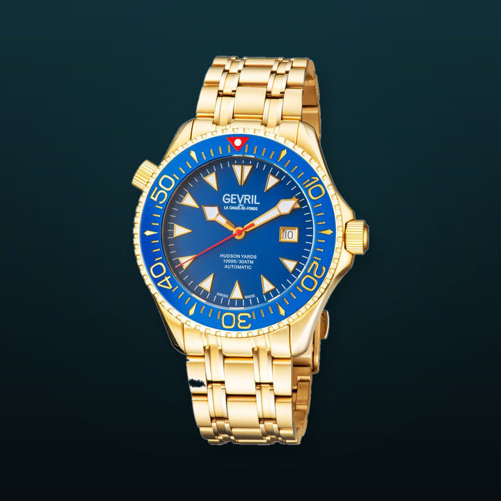 Hudson Yards Swiss Made SW200 Automatic Diver watch, Ceramic Rotating bezel, helium valve | Blue Dial