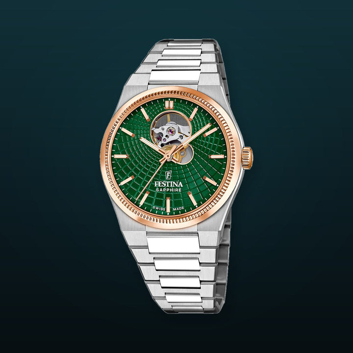 Riv Open Heart Green / Stainless Steel | Green Dial
