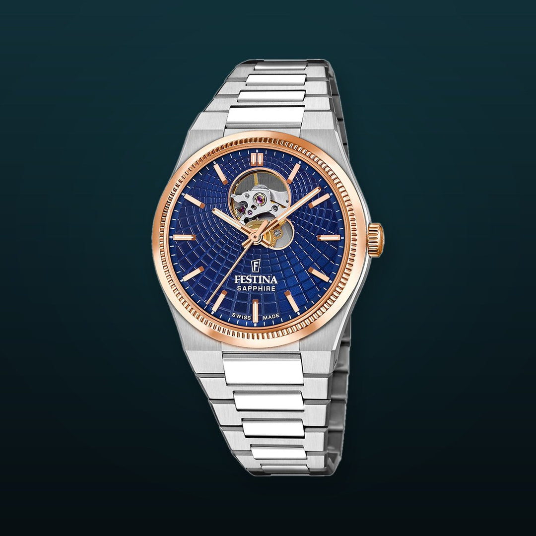 Riv Open Heart Blue / Stainless Steel | Blue Dial