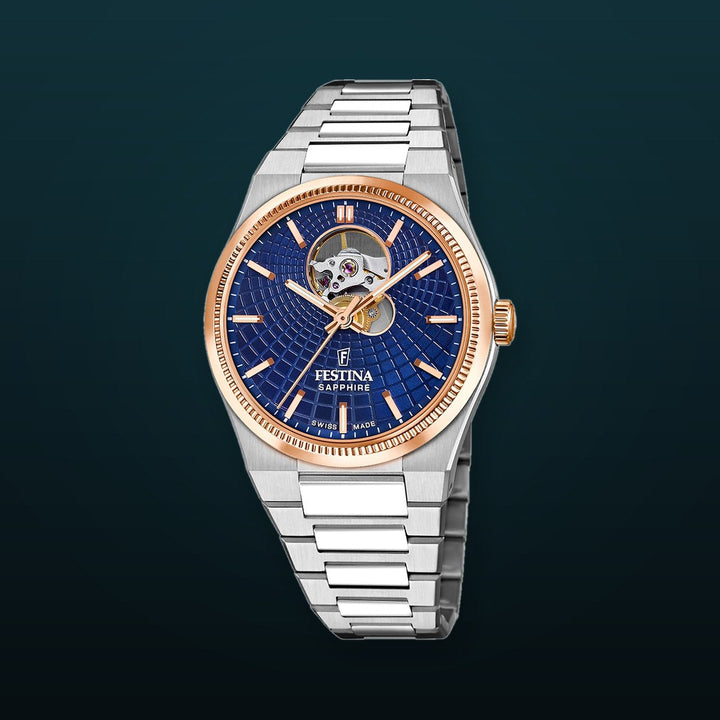 Riv Open Heart Blue / Stainless Steel | Blue Dial