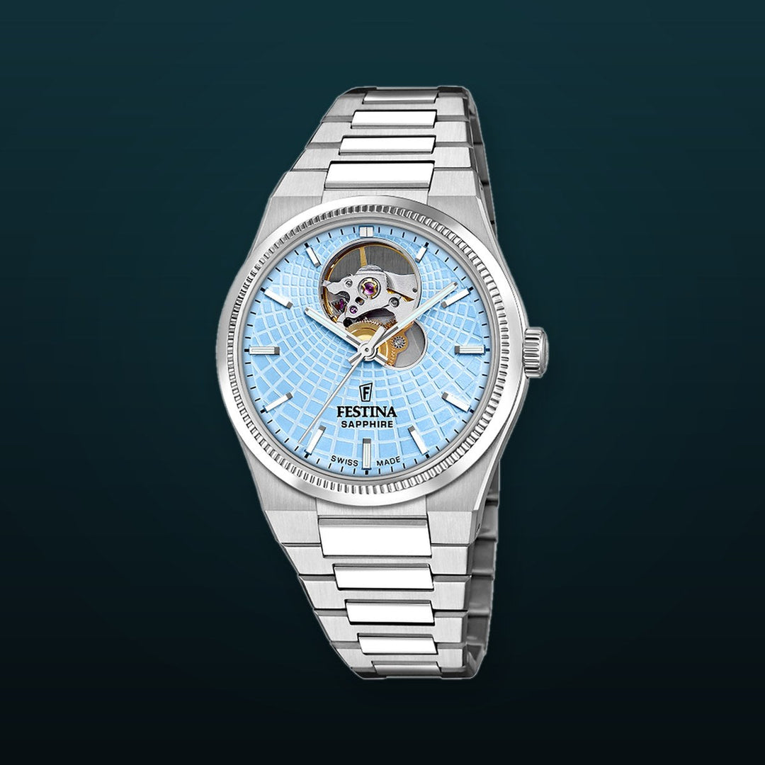 Riv Open Heart Blue / Stainless Steel Blue Dial